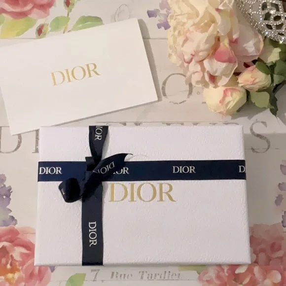 Brand New! DIOR Blue White & Gold Gift Box Set Box/Tissue/Envelope/Ribbon! ✨ - Picture 1 of 12